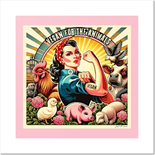 Vegan Retro Girl Posters and Art